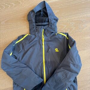 Kids Waterproof Jacket with Hood - Black and Yellow